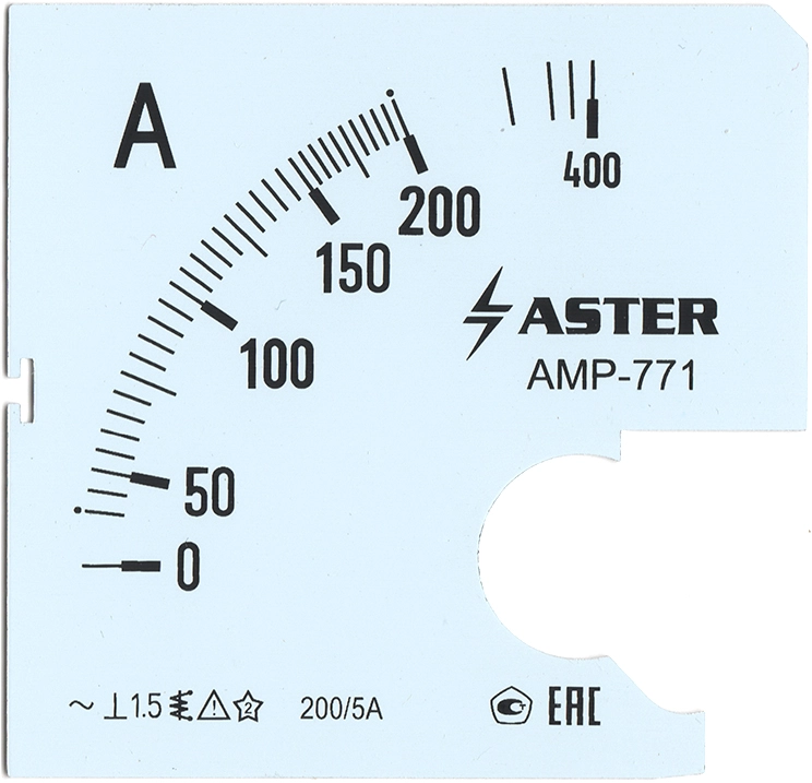 Шкала к амперметру AMP-771 200/5 А