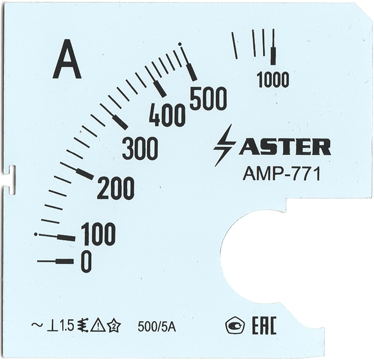 Шкала к амперметру AMP-771 500/5 А