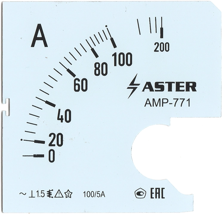 Шкала к амперметру AMP-771 100/5 А